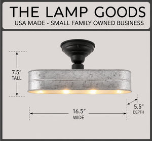 Modern Farmhouse Galvanized Metal Ceiling Light | 16.5" Flush Mount - The Lamp Goods