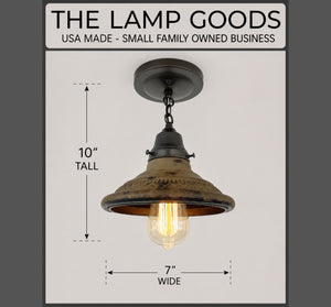 Rustic Industrial Farmhouse Ceiling Light | 7" Metal Flush Mount - The Lamp Goods