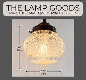 Antique Diamond Cut Quilt Glass Pendant Light | 5.5" Width - The Lamp Goods