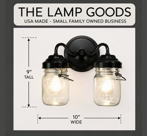 Mason Jar WALL LIGHT Double Sconce - The Lamp Goods