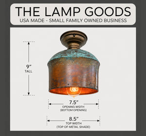 Handcrafted Copper Farmhouse Ceiling Light | 8.5" Flush Mount