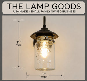 Exterior Outdoor Mason Jar Wall Sconce Light with Vintage Jar - The Lamp Goods