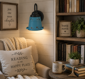 Distressed Rustic Blue Farmhouse Wall Sconce - The Lamp Goods