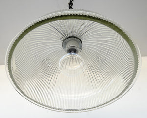 Antique Glass 1960's Factory Holophane Pendant Light