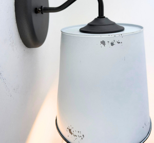 Farmhouse White Barn Metal Distressed Wall Sconce