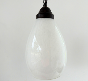 Farmhouse White Feathered Glass Pendant