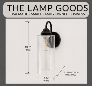 Farmhouse Clear Seeded Cylinder Wall Sconce - The Lamp Goods