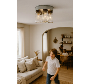 Farmhouse Mason Jar Quartet Flush Mount