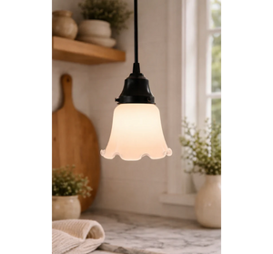 Farmhouse Milk Glass Ruffle Pendant Light | 5" Width - The Lamp Goods