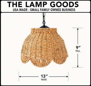 Farmhouse Scalloped Woven Rattan Light Fixture
