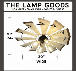 Farmhouse Windmill STATIONARY Chandelier Lighting Fixture 30"