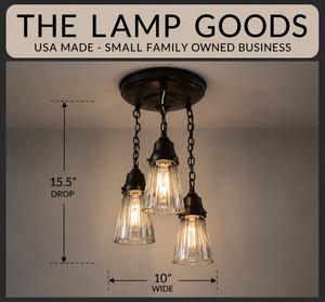 Farmstead Fluted Clear Glass Ceiling Light Trio - The Lamp Goods