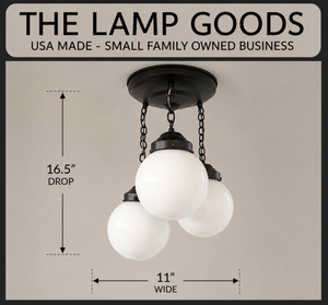 Farmstead Milk Glass Globe Trio Ceiling Light - The Lamp Goods