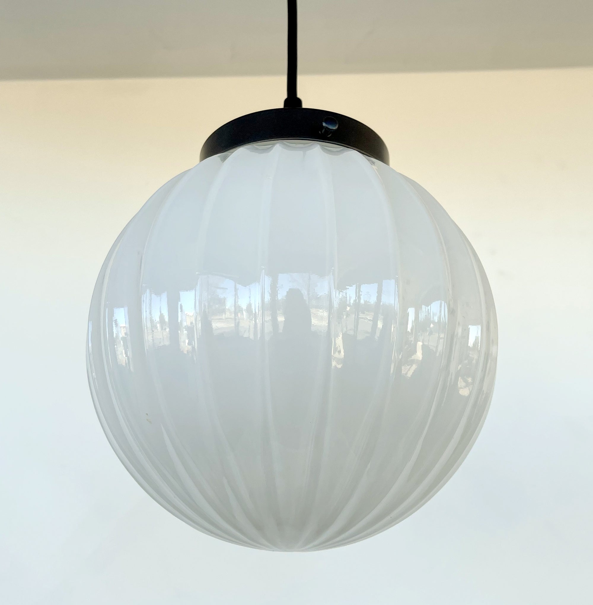 Authentic MID CENTURY 1960's Milk Glass PENDANT Light