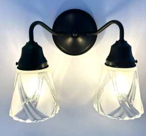 Frost and Clear Crossed Glass Wall Sconce/Pendant Light - The Lamp Goods