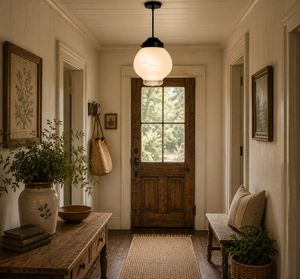 Frosted Embossed Berry Vine Globe Pendant Light
