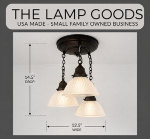 Frosted Factory Holophane Ceiling Light Trio - The Lamp Goods