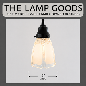 Frosted Panel Clear Leaf Rim Pendant Light | 5" Width - The Lamp Goods