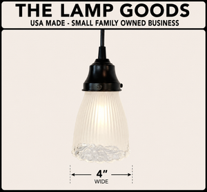 Frosted Ribbed with Clear Floral Base Pendant Light