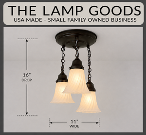Frosted Ribbon Swirl Flare Ceiling Light Trio - The Lamp Goods