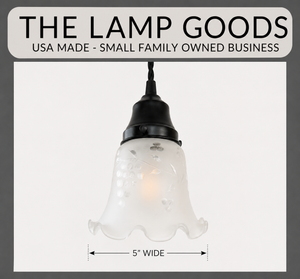 Frosted Ruffle With Berries and Leaves Pendant - The Lamp Goods