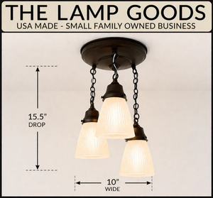 Frosted Vintage Holophane Ceiling Light Trio - The Lamp Goods