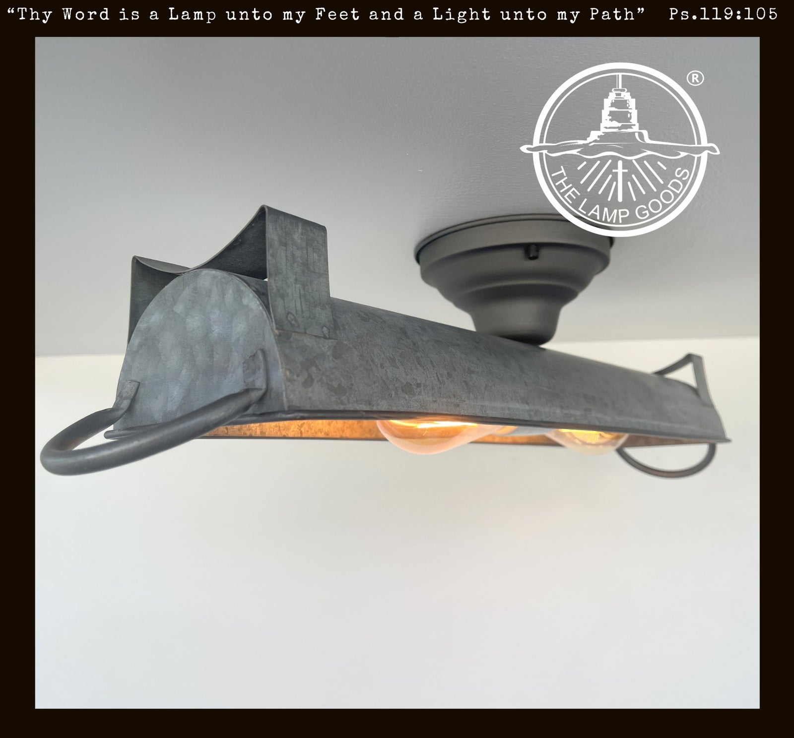 20" Galvanized Dome Ceiling Light Fixture with three bulbs; The Lamp Goods.
