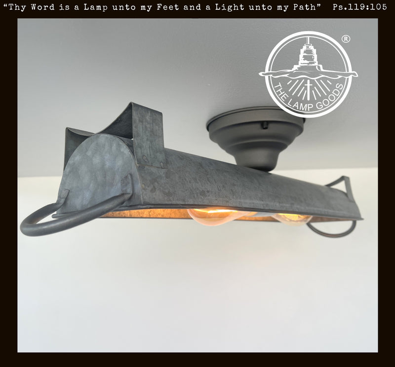 20" Galvanized Dome Ceiling Light Fixture with three bulbs; The Lamp Goods.
