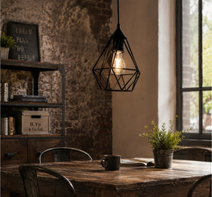 Black Industrial Cage Exposed Bulb Pendant Light - The Lamp Goods