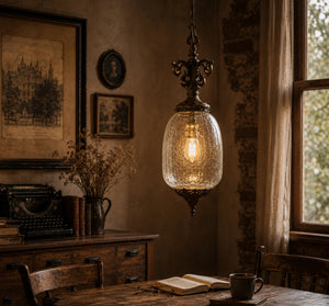 Victorian Crackle Glass Pendant Lantern