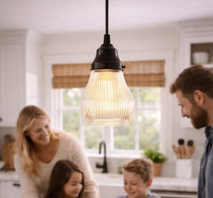 Clear Pear Holophane Pendant | 4.5" Width - The Lamp Goods