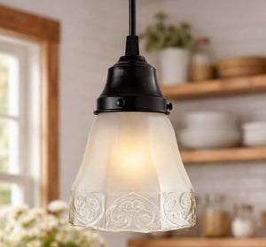 Victorian Clear and Frost Octagon Pendant | 5" Width - The Lamp Goods
