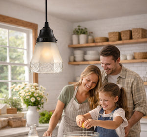 Victorian Clear and Frost Octagon Pendant | 5" Width - The Lamp Goods