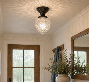 Antique Acorn Glass Flush Mount Ceiling Light | 5" - The Lamp Goods