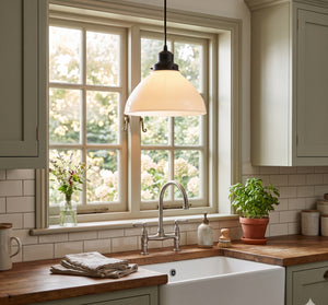 Authentic Antique Milk Glass Pendant Light | 6", 8" and 10" - The Lamp Goods