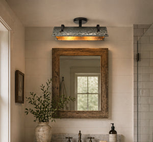 Galvanized Metal Farmhouse Ceiling Light | 17" Flush Mount - The Lamp Goods