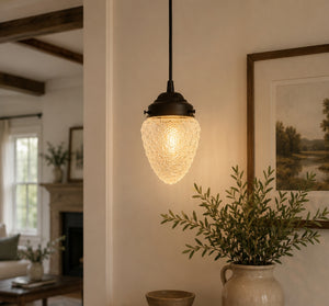 Vintage Bubbled Torpedo Glass Pendant Light | 4.5" Width - The Lamp Goods