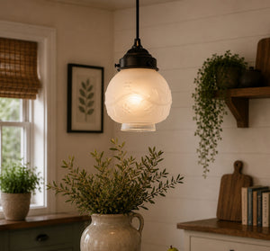 Embossed Floral Vine Berries Pendant Light | 6" Width - The Lamp Goods