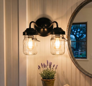 Mason Jar WALL LIGHT Double Sconce - The Lamp Goods