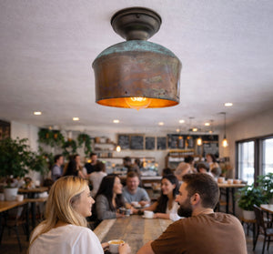 Handcrafted Copper Farmhouse Ceiling Light | 8.5" Flush Mount - The Lamp Goods