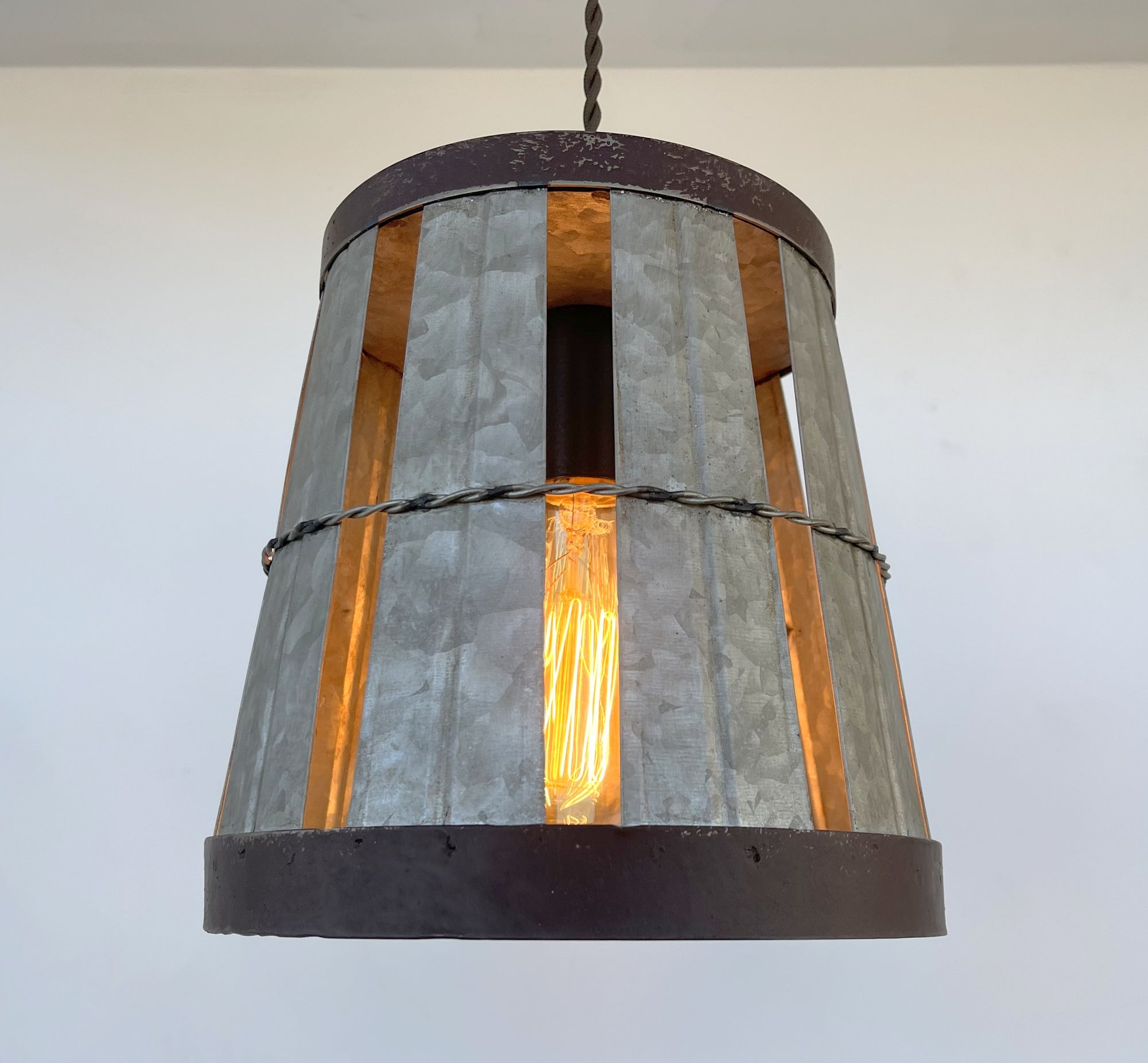 Galvanized Open Weave INDUSTRIAL Pendant Light