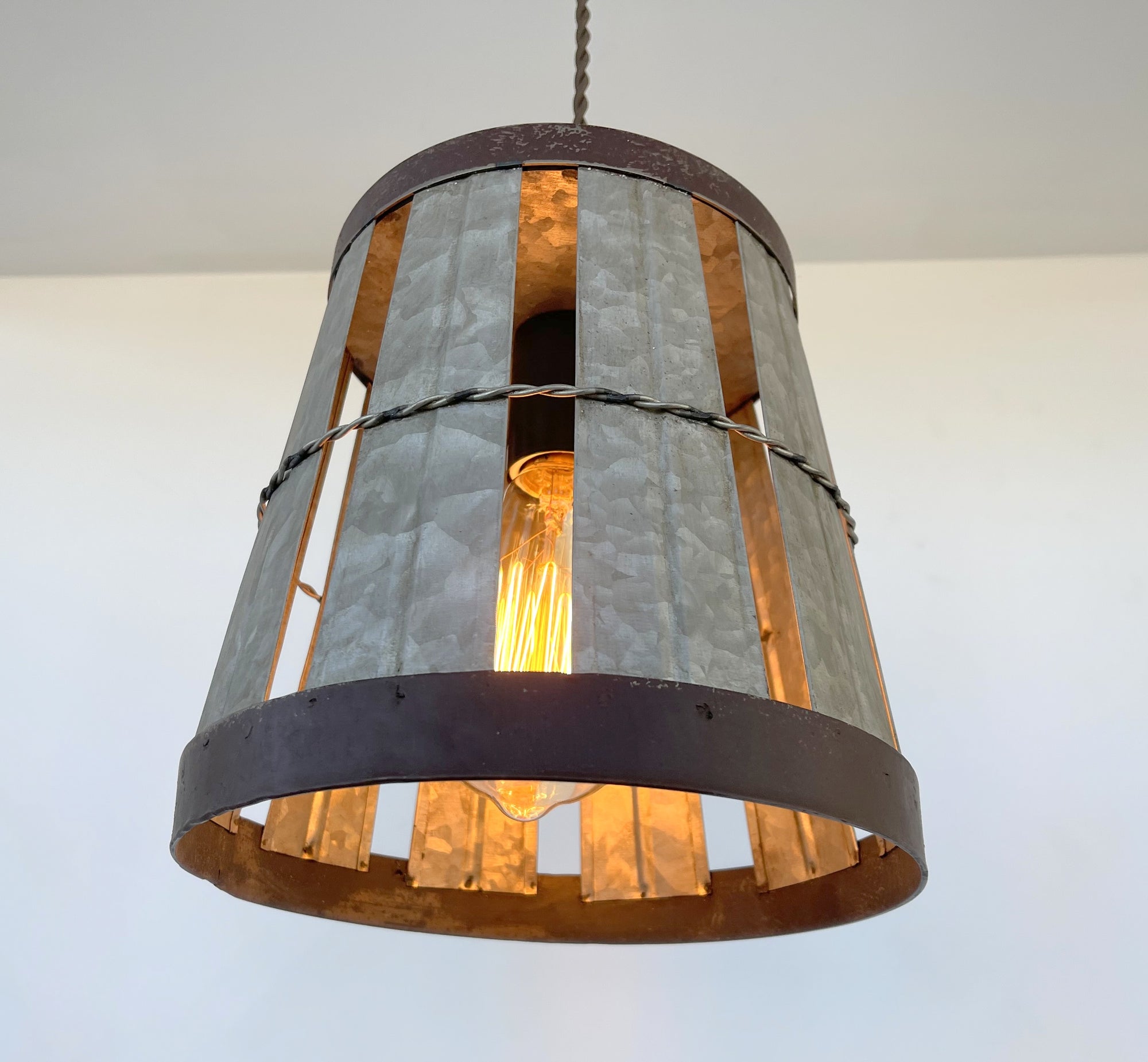 Galvanized Open Weave INDUSTRIAL Pendant Light