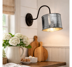 Galvanized Farm Bucket Wall Sconce