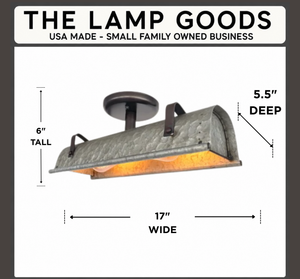 Galvanized Metal Farmhouse Ceiling Light | 17" Flush Mount