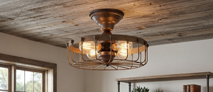 Rustic Industrial Cage Ceiling Light | 11.5" - The Lamp Goods