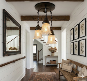 Antique Diamond Floral Flare Ceiling Light Trio - The Lamp Goods