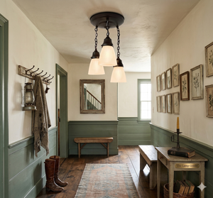 Frosted Vintage Holophane Ceiling Light Trio - The Lamp Goods