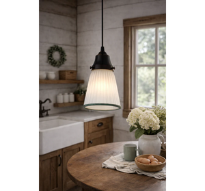Green Rim Frosted Holophane Pendant - The Lamp Goods