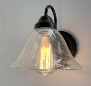 HEAVY SEEDED Antique Glass 1960's Shade Wall SCONCE