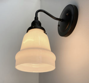 Hand Blown 1940's Milk Glass Globe Wall Sconce Light